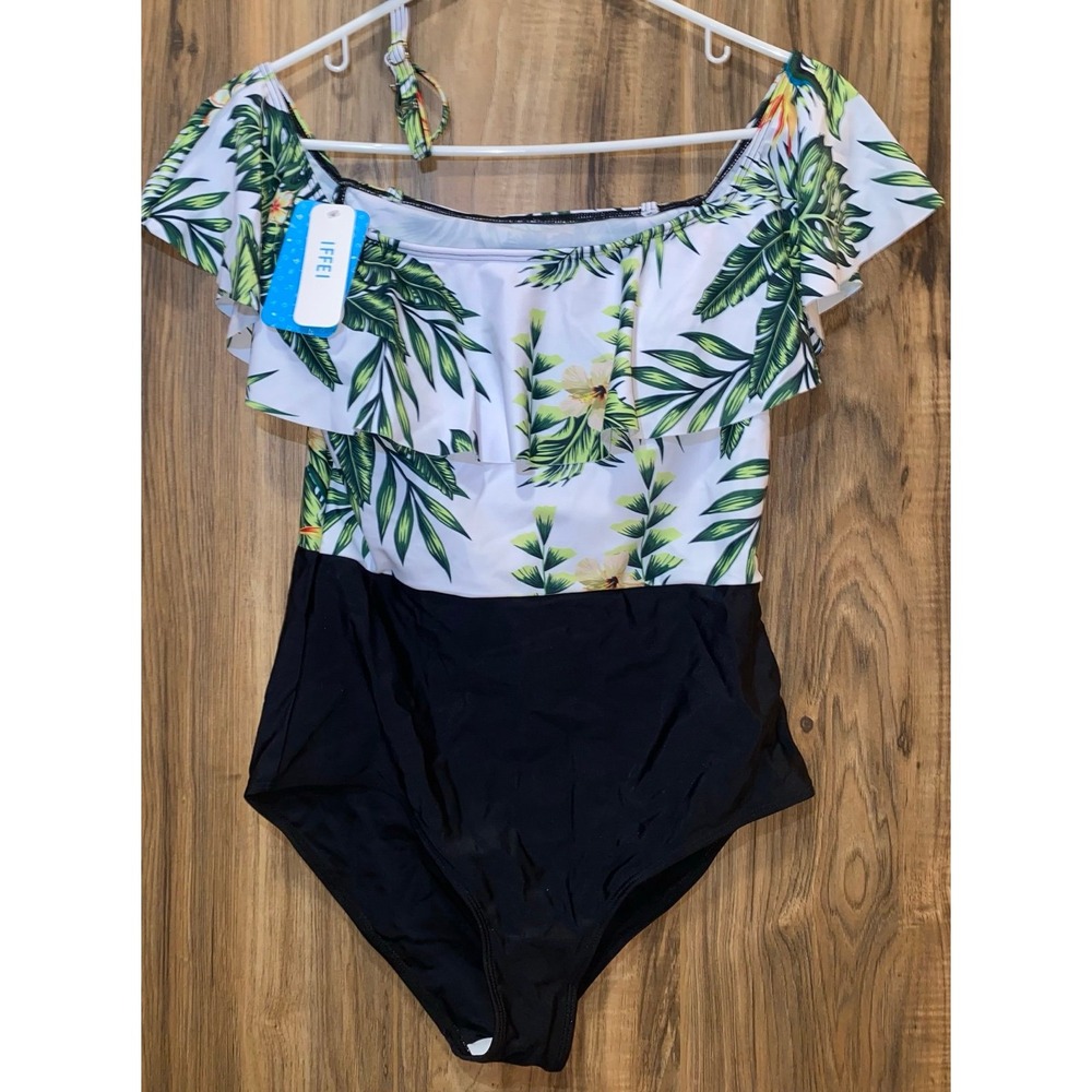 IFEI Monokini One Piece Floral Swimsuit, Medium